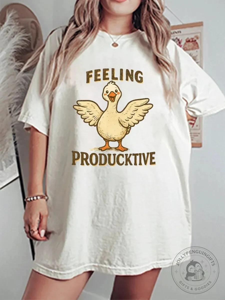 Feeling Producktive Funny Duck Pun Graphic Oversized T-Shirt 5 Feeling Producktive Funny Duck Pun Graphic Oversized T-Shirt