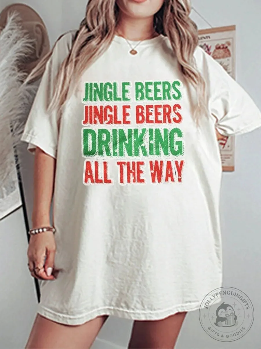 Jingle Beers Drinking All The Way Funny Christmas Holiday T-Shirt